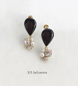Color shizuku bijou pierce/earring(Black)�@E/L byLoretta EL �G���o�C�����b�^ accessory �A�N�Z�T���[�@�h���b�v�@�r�W���@�u���b�N�@�s�A�X�@�C�������O�@�I���@�`�^���@�����@�˂����@�N���b�v���@��