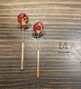 Flower chain stick pierce/earring(Red)@ANZT[@sAX@CO@fB[X@ԁ@bh@ԁ@GOLD@S[h@@@l@tF~j@i@@@JWA