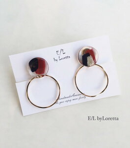2Way art circle hoop pierce/earring(Bordeaux)�@E/L byLoretta EL �G���o�C�����b�^ accessory �A�N�Z�T���[�@2�E�F�C�@�T�[�N���t�[�v�@���C�����b�h�@���b�h�@�l�C�r�[�@�u���[�@�s�A�X�@�C�������O�@�`�^