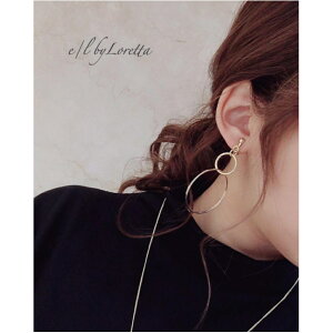 W big hoop pierce/earring E/L byLoretta EL エルバイロレッタ accessory アクセサリー ビッグフープ シンプル ゴールド ピアス イヤリング チタン 樹脂 ねじ式 クリップ式 両耳セット ハ