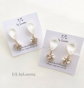 Color shizuku bijou pierce/earring(White)�@E/L byLoretta EL �G���o�C�����b�^ accessory �A�N�Z�T���[�@�h���b�v�@�r�W���@�z���C�g�@�s�A�X�@�C�������O�@�`�^���@�����@�˂����@�N���b�v���@�����Z�b�g