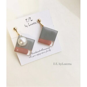 Asymmetry art pierce/earring(Pink × Gray)�@E/L byLoretta EL �G���o�C�����b�^ accessory �A�N�Z�T���[�@�A�V�����g���[�@�s���N�@�O���[�@square�@�l�p�@�Ђ��`�@�s�A�X�@�C�������O�@�`�^���s�A�X�@�����@