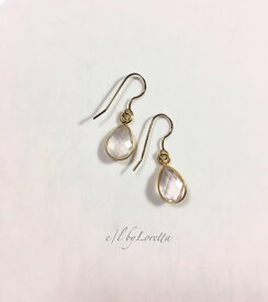 ローズクォーツ drop pierce/earring　アクセサリー　ピアス　イヤリング　GOLD　ゴールド　金　クリア　透明　送料無料　レディース　女性　大人可愛い　フェミニン　上品　お洒落　おしゃれ　カジュアル　エルバイロレッタ　E/L byLoretta　E/L