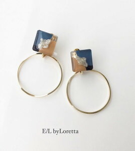 3color square hoop pierce/earring(Blue)@E/L byLoretta EL GoCb^ accessory ANZT[@t[v@lp@XNGA@Ђ`@u[@ubN@x[W@}`J[@sAX@CO@