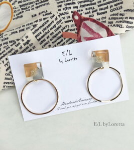 3color square hoop pierce/earring(Mustard)@E/L byLoretta EL GoCb^ accessory ANZT[@t[v@XNGA@lp@CG[@O[@NA@}`J[@sAX@CO@`^@