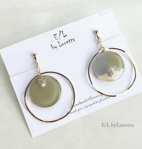 3color big hoop pierce/earring(Olive) E/L byLoretta EL エルバイロレッタ accessory アクセサリー ビッグフープ オリーブ グリーン ホワイト グレー マルチカラー ピアス イヤリング チタン