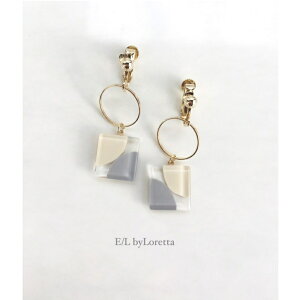 Square color hoop pierce/earring(Ivory×Gray)@E/L byLoretta EL GoCb^ accessory ANZT[@XNGA@lp@AC{[@zCg@O[@}`J[@sAX@CO@`^@