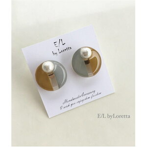 Circle bi-color Pearl pierce/earring(Mustard)�@E/L byLoretta EL �G���o�C�����b�^ accessory �A�N�Z�T���[�@�T�[�N���@�r�[�J���[�@�p�[���@�����|�C���g�@�}�X�^�[�h�@�O���[�@�}���`�J���[�@�s�A�X�@�C��