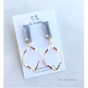 Bijou color stick twist hoop pierce/earring(Gray) E/L byLoretta EL エルバイロレッタ accessory アクセサリー ビジュ ジュエリー スティック ツイストフープ グレー ピアス イヤリング チタン 樹