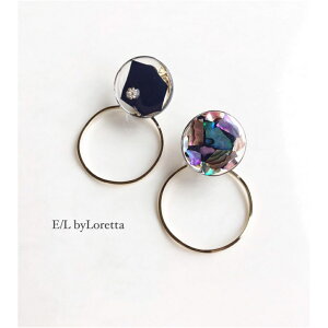 Asymmetry shell circle pierce/earring�@E/L byLoretta EL �G���o�C�����b�^ accessory �A�N�Z�T���[�@�A�V�����g���[�@�V�F���@�}���`�J���[�@�J���t���@�s�A�X�@�C�������O�@�`�^���@�����@�˂����@�N��