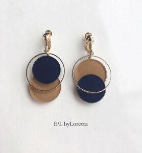 Asymmetry color pallet pierce/earring(Navy×Mustard)@E/L byLoretta EL GoCb^ accessory ANZT[@AVg[@pbg@lCr[@}X^[h@CG[@sAX@CO@`^