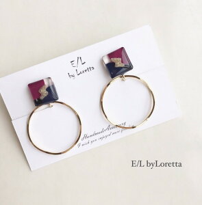 3color square hoop pierce/earring(Purple×Navy)@E/L byLoretta EL GoCb^ accessory ANZT[@XNGA@lp@t[v@p[v@lCr[@NA@}`J[@sAX@CO@`