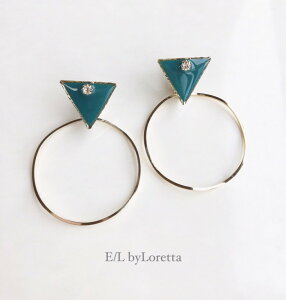 Triangle bighoop pierce/earring(Green)@E/L byLoretta EL GoCb^ accessory ANZT[@gCAO@Op@rbOt[v@O[@WG[@sAX@CO@`^@@