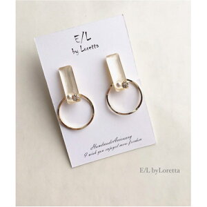 Color bijou stick hoop pierce/earring(Pearl white) E/L byLoretta EL エルバイロレッタ accessory アクセサリー ビジュ スティック フープ パールホワイト ホワイト ピアス イヤリング チタン ねじ