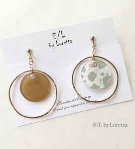 Asymmetry white animal big hoop pierce/earring(Mustard)@E/L byLoretta EL GoCb^ accessory ANZT[@AVg[@}X^[h@CG[@zCg@Aj}@rbOt[v@sAX@C