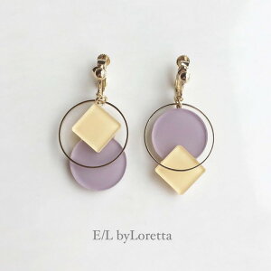 Square × circle color pallet pierce/earring(Yellow×Lavender)@E/L byLoretta EL GoCb^ accessory ANZT[@XNGA@Ђ`@lp@T[N@pbg@CG[@x_[@sAX@C