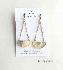 3Color Chain half circle bijou pierce/earring(Olive)�@E/L byLoretta EL �G���o�C�����b�^ accessory �A�N�Z�T���[�@�`�F�[���@���~�@�r�W���[�@�I���[�u�@�J�[�L�@�O���[���@�z���C�g�@�C�G���[�@�}���`�J��