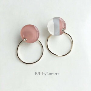 2way mix color circle hoop pierce/earring(Peach Pink)@E/L byLoretta EL GoCb^ accessory ANZT[@2EFC@T[N@t[v@sN@zCg@O[@sAX@CO@@˂