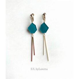 KAKERA w stick pierce/earring(Green)　E/L byLoretta EL エルバイロレッタ accessory アクセサリー　Wスティック　グリーン　ピアス　イヤリング　お洒落　14kgfフック　ねじ式　クリップ式　両耳セット　ハンドメイド　選択可