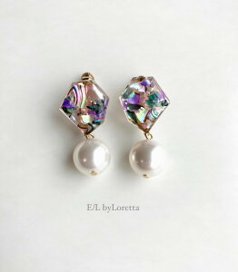 KAKERA shell pearl pierce/earring�@E/L byLoretta EL �G���o�C�����b�^ accessory �A�N�Z�T���[�@�J�P���@�V�F���@�L�k�@�p�[���@�}���`�J���[�@�s�A�X�@�C�������O�@�������@�`�^���@�˂����@�����@�N��
