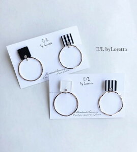 (S2F)2way Asymmetry stripe square hoop pierce/earring@E/L byLoretta EL GoCb^ accessory ANZT[@2EFC@AVg[@XNGA@lp@XgCv@ubN@zCg@Iׂ@