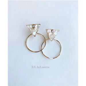2way triangle shell hoop pierce/earring(Ivory)@E/L byLoretta EL GoCb^ accessory ANZT[@2EFC@gCAO@VF@t[v@AC{[@zCg@@Lk@sAX@C