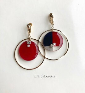 3color big hoop pierce/earring(Red)@E/L byLoretta EL GoCb^ accessory ANZT[@rbOt[v@bh@ԁ@lCr[@@@O[@}`J[@sAX@CO@`^@