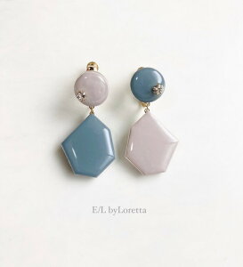 Color Asymmetry KAKERA pierce/earring(Smoky Pink × Blue)@E/L byLoretta EL GoCb^ accessory ANZT[@AVg[@JP@X[L[sN@u[@@@`^@@˂
