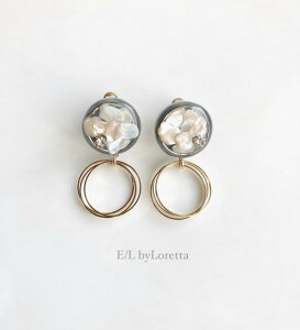 Mini circle shell triple hoop pierce/earring(Light Blue)@E/L byLoretta EL GoCb^ accessory ANZT[@~jT[N@VF@Lk@gv@t[v@Cgu[@@F@sAX@C