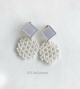 Color square × circle pierce/earring(Gray)@E/L byLoretta EL GoCb^ accessory ANZT[@XNGA@lp@T[N@ہ@O[@ACXO[@sAX@CO@`^@@˂