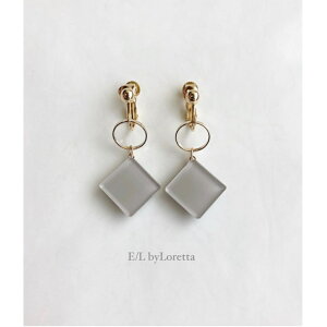 Color square hoop pierce/earring(Beige)@E/L byLoretta EL GoCb^ accessory ANZT[@XNGA@Ђ`@lp@t[v@x[W@O[@sAX@CO@`^@@˂@N