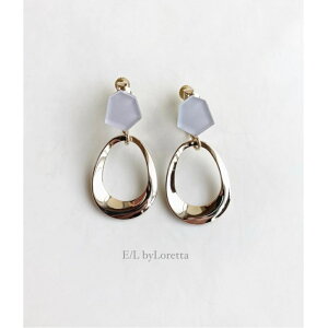 Mini KAKERA oval hoop pierce/earring (Gray)@E/L byLoretta EL GoCb^ accessory ANZT[@JP@t[v@I[o@O[@u[@sAX@CO@`^@@˂@Nb
