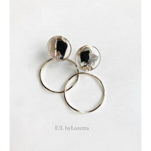 Circle shell art pierce/earring(Black)�@E/L byLoretta EL �G���o�C�����b�^ accessory �A�N�Z�T���[�@�V�F���@�T�[�N���@�L�k���@�u���b�N�@���@�s�A�X�@�C�������O�@�`�^���@�����@�˂����@�N���b�v���@