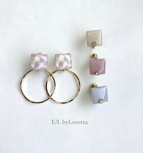 (S4F)2way Asymmetry art square hoop pierce/earring [cc]@E/L byLoretta EL GoCb^ accessory ANZT[@sN~bNX@AC{[@@O[@2EFC@AVg[@T[N@t[v