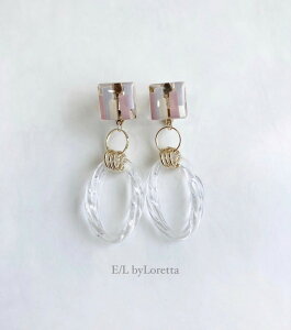 Square clear hoop pierce/earring(Pink mix) [cc]@E/L byLoretta EL GoCb^ accessory ANZT[@XNGA@t[v@sN~bNX@}`J[@`^@@˂@Nbv@Z