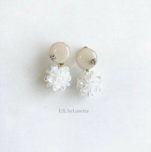 Mini circle shell flower pierce/earring(Ivory) [cc]�@E/L byLoretta EL �G���o�C�����b�^ accessory �A�N�Z�T���[�@�T�[�N���@�V�F���@�L�k���@�t�����[�@�A�C�{���[�@���@�`�^���@�����@�˂����@�N���b�v���@