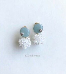 Mini circle shell flower pierce/earring(Mint) [cc]�@E/L byLoretta EL �G���o�C�����b�^ accessory �A�N�Z�T���[�@�T�[�N���@�V�F���@�t�����[�@�~���g�@�u���[�@�O���[���@�s�A�X�@�C�������O�@�`�^���@����