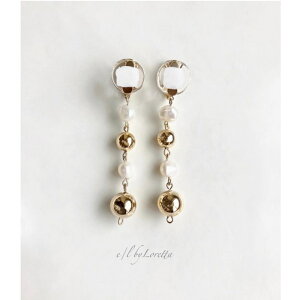 Mini circle �W���p�[�� × metal ball long pierce/earring(White) [cc]�@E/L byLoretta EL �G���o�C�����b�^ accessory �A�N�Z�T���[�@�T�[�N���@�W���p�[���@���^���{�[���@�z���C�g�@�s�A�X�@�C�������O�@�`�^