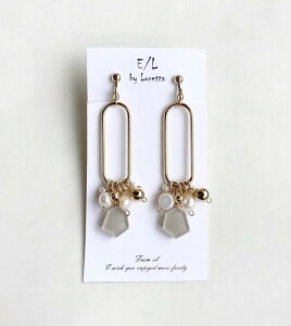 Mini KAKERA Wp[ × metal ball mix hoop pierce/earring(Beige) [cc]@E/L byLoretta EL GoCb^ accessory ANZT[@JP@Wp[@^{[@t[v@x[W@`^@@