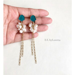 Mini KAKERA �W���p�[�� ×chain tassel pierce/earring(Green) [cc]�@E/L byLoretta EL �G���o�C�����b�^ accessory �A�N�Z�T���[�@�J�P���@�W���p�[���@�`�F�[���@�^�b�Z���@�O���[���@�^�[�R�C�Y�u���[�@�΁@��