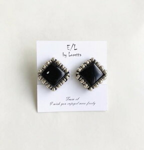 Square stitch pierce/earring(Black) [cc]@ANZT[@sAX@CO@XNGA@lp@ubN@@fB[X@@@ꂢ߁@l킢@nhCh@@`^@