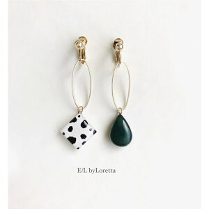 Asymmetry Shizuku square oval hoop pierce/earring(Green×Animal) [cc]@ANZT[@sAX@CO@t[v@@hbv@AVg[@O[@Aj}@nhCh@`^@@14kg