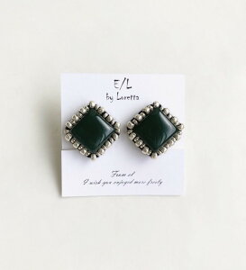 Square stitch pierce/earring(Green) [cc]@ANZT[@sAX@CO@XNGA@lp@O[@fB[X@@@ꂢ߁@l킢@nhCh@@`^@