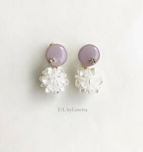 Mini circle shell flower pierce/earring(Lavender) [cc]�@�A�N�Z�T���[�@�s�A�X�@�C�������O�@�T�[�N���@�ہ@�V�F���@���x���_�[�@�p�[�v���@�s���N�@���f�B�[�X�@�����@�n���h���C�h�@�`�^���@�����@1