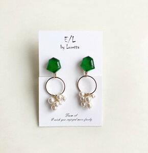 Mini KAKERA hoop pearl tassel pierce/earring (Green) [cc]�@E/L byLoretta EL �G���o�C�����b�^ accessory �A�N�Z�T���[�@�~�j�J�P���@�p�[���@�t�[�v�@�`�F�[���@�^�b�Z���@�s�A�X�@�C�������O�@�O���[�`�^���@