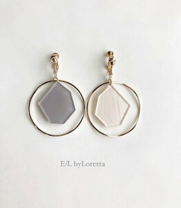Color KAKERA big hoop pierce/earring(Beige×Pearl White) [cc]@E/L byLoretta EL GoCb^ accessory ANZT[@JP@t[v@sAX@CO@x[W@p[zCg@@`^@