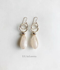 Marble drop w ring pierce/earring(Beige) [cc]　アクセサリー　ピアス　イヤリング　マーブル　ドロップ　ベージュ　レディース　女性　両耳　個性的　カジュアル　大人かわいい　ハンドメイド　手作り　14kgf　ネジ式　クリップ式　エルバイロレッタ　E/L byLoretta　EL