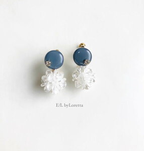 Mini circle shell flower pierce/earring(Graishblue) [cc]�@E/L byLoretta EL �G���o�C�����b�^ accessory �A�N�Z�T���[�@�~�j�T�[�N���@�V�F���@�L�k���@�g���v���@�t�[�v�@�O���C�V���u���[�@�@���F�@�s�A�X