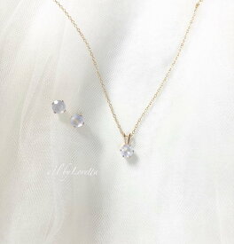 カルセドニー 14kgf necklace & pierce SET　アクセサリー　ネックレス　ピアス　セット　カルセドニー　ゴールド　金　レディース　女性　ワンポイント　14kgf　個性的　カジュアル　大人かわいい　ハンドメイド　手作り　エルバイロレッタ　E/L byLoretta　EL