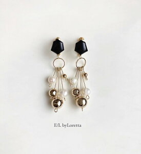 Wp[ × metal ball tassel KAKERA pierce/earring (Black) [cc]@E/L byLoretta EL GoCb^ accessory ANZT[@JP@Wp[@`F[@^bZ@ubN@^@{[@